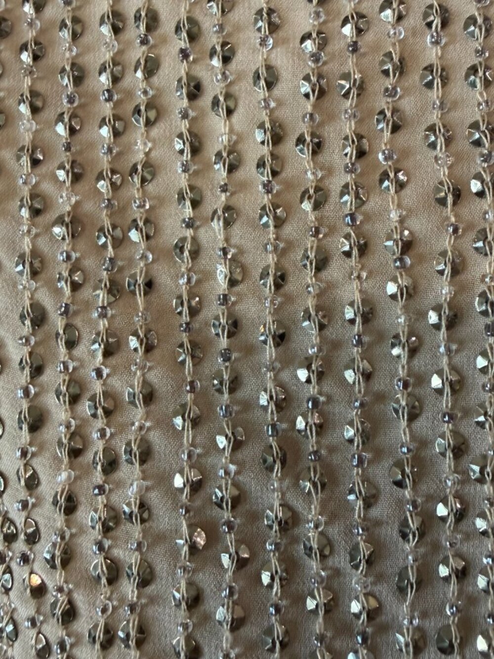 Aryn K Tan Beaded Sequin Spaghetti Strap Cocktail Dress - Size S - Picture 3 of 10
